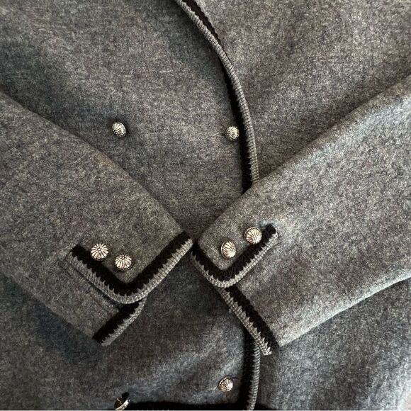 Land's End Boiled Wool Jacket Sz 8 Grey Double Breasted Preppy Classic Old Money - Picture 6 of 7